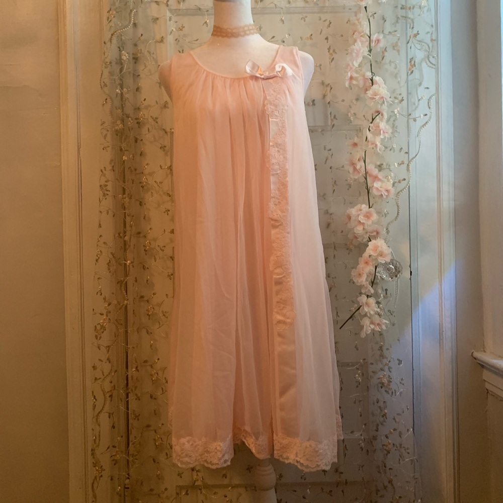 shadowline pink lace slip dress size S
